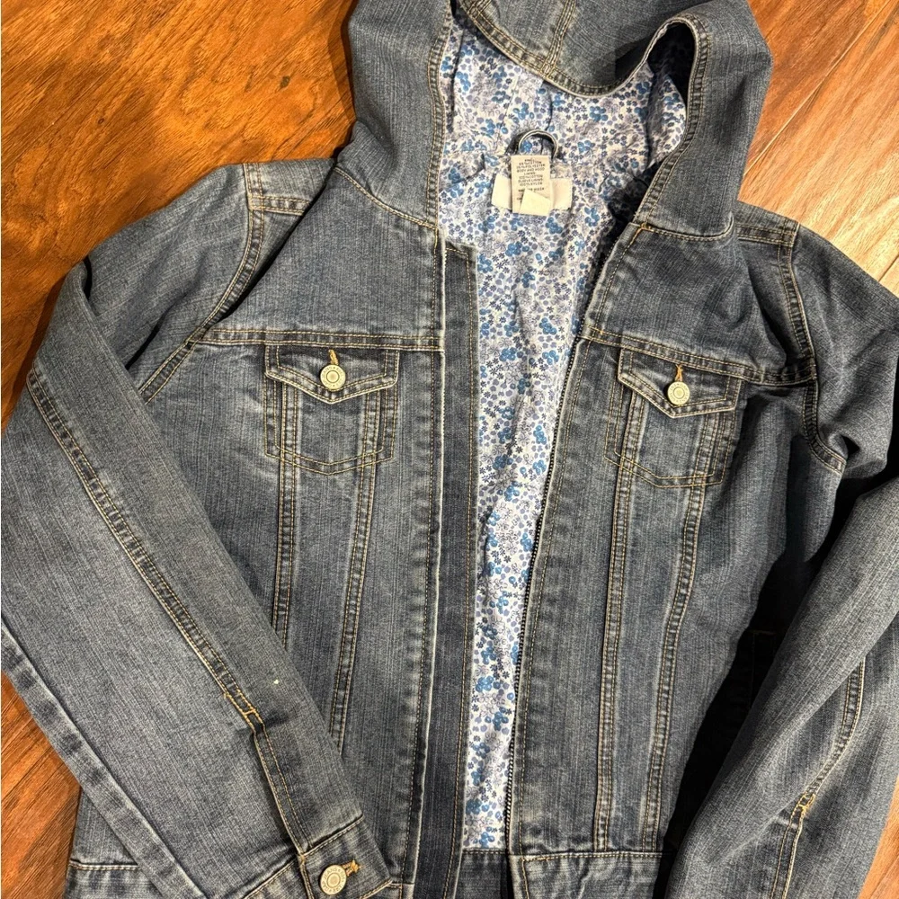 GAP Kids Blue Denim Jacket with Floral Lining